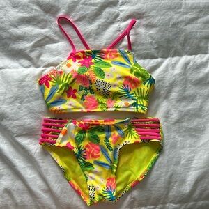 Art class kids neon yellow bikini size large (10-12)